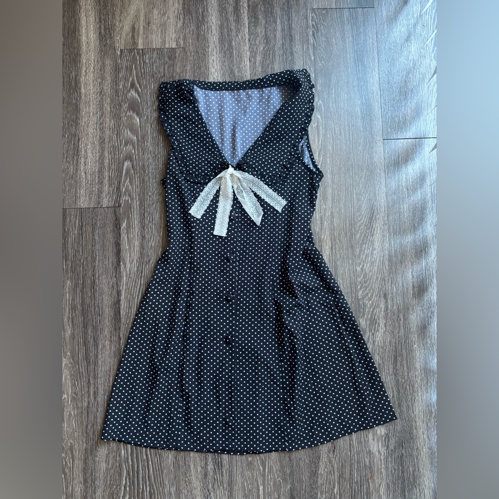 NEW Black Polka Dot Dress with Bow